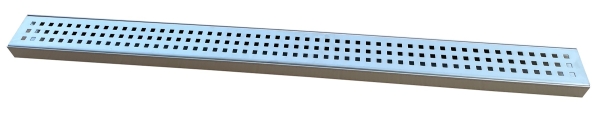 Entwässerungsrinnen Edelstahl superflach Rost Quadratlochung SET Typ 3, System 35/80
